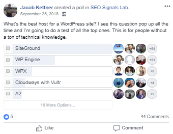 WordPress Host Poll Sept 2018